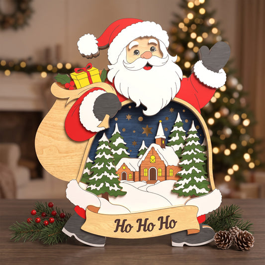 Santa Christmas multilayer laser cut file, 6 layer wooden holiday decor, winter village tabletop sign, Christmas digital download