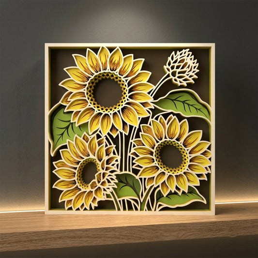 3D Multilayer Sunflower Wall Art SVG DXF Summer Floral Plaque Laser Cut Files Compatible with All Machines