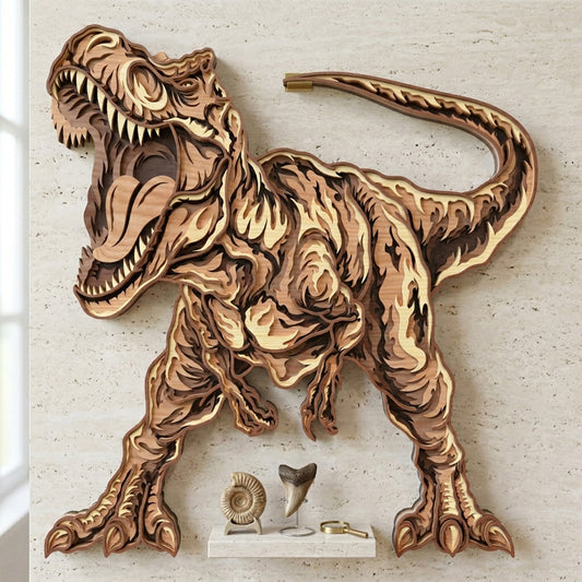 T-Rex Dinosaur Wall Art SVG | Layered Tyrannosaurus Laser Cut File | Jurassic Dinosaur Decor for Glowforge, xTool & CNC