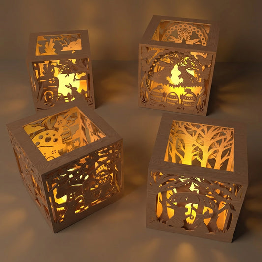 Halloween Lantern SVG Bundle | Spooky Layered Lamp Laser Cut Files | Pumpkin, Haunted Forest & Seasonal Decor for Glowforge, xTool & CNC