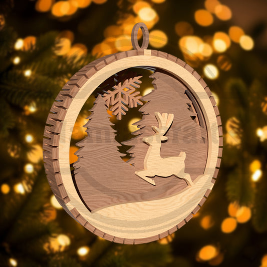 Christmas Ornament SVG Bundle | Layered Winter Hanging Ornament Laser Cut Files | 9 Holiday Woodland Designs for Glowforge & xTool