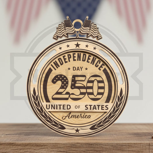 America 250 Ornament SVG Bundle | Patriotic USA Anniversary Laser Cut Files | Independence Day 1776-2026 Wooden Ornament Collection
