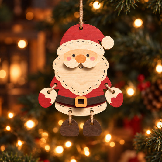 10 Christmas Dangle Ornament Laser Cut Bundle, Santa Reindeer Snowman Gingerbread Gnome Wood Decorations, Digital Download
