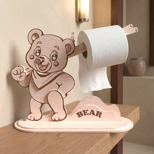 Cute Animal Toilet Paper Holder SVG Bundle | Wooden Bathroom Tissue Holder Laser Cut Files | Pig, Bear, Bunny & Hamster Toilet Roll Holder for Glowforge, xTool & CNC