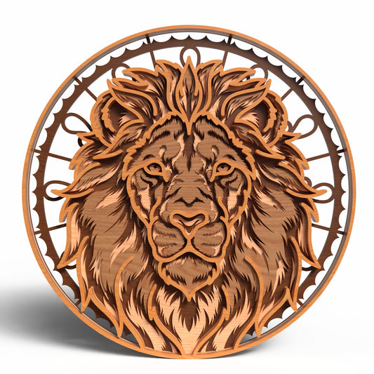 Leo Zodiac Lion SVG | Layered Leo Sign Laser Cut File | Astrology Lion Mandala Decor SVG | Zodiac Wall Art for Glowforge, xTool & CNC