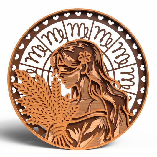 Virgo Zodiac Maiden SVG | Layered Virgo Sign Laser Cut File | Astrology Maiden Decor SVG | Zodiac Wall Art for Glowforge, xTool & CNC