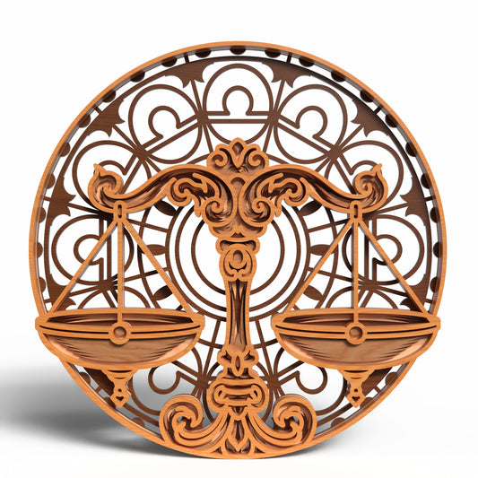 Libra Zodiac Scales SVG | Layered Libra Sign Laser Cut File | Astrology Balance Decor SVG | Zodiac Wall Art for Glowforge, xTool & CNC Product Description