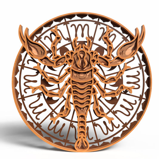 Scorpio Zodiac SVG | Layered Scorpio Sign Laser Cut File | Astrology Scorpion Decor SVG | Zodiac Wall Art for Glowforge, xTool & CNC