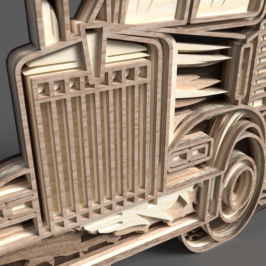 Semi Truck Layered Laser Cut File SVG DXF | Big Rig Wall Art Template | Glowforge LightBurn Digital Download
