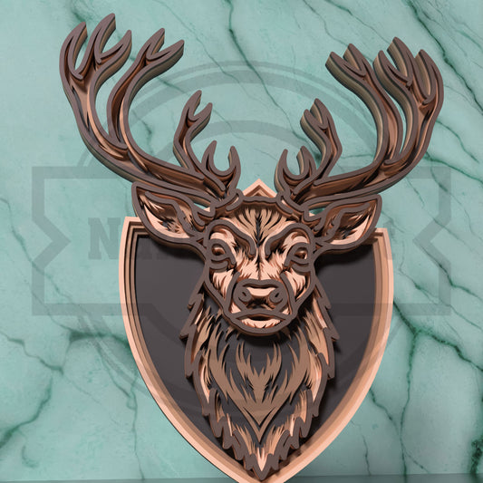 Deer Trophy SVG | Layered Deer Head Wall Art SVG | 5 Layer Stag Laser Cut File for Glowforge, xTool & LightBurn