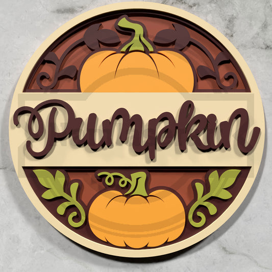 Pumpkin Fall Round Sign Laser Cut File SVG DXF | Thanksgiving Autumn Door Decor Wood Template | Glowforge LightBurn Digital Download