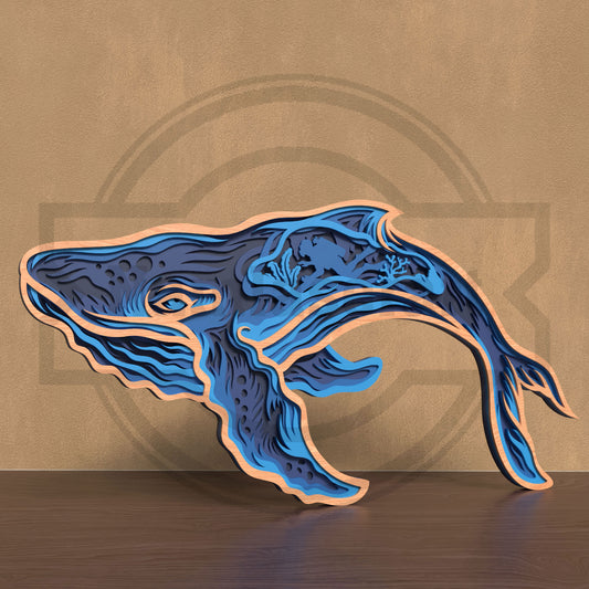 Ocean Animals SVG Bundle | Layered Marine Life Wall Art SVG Collection | Dolphin, Whale, Seal & Sea Shell Laser Cut Files