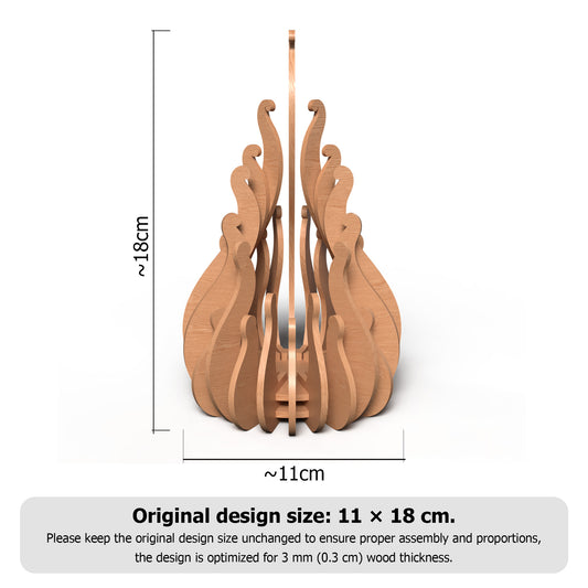 Flame Wooden Lamp SVG | 3D Layered Fire Lantern Laser Cut File | Decorative Table Light for Glowforge, xTool & CNC