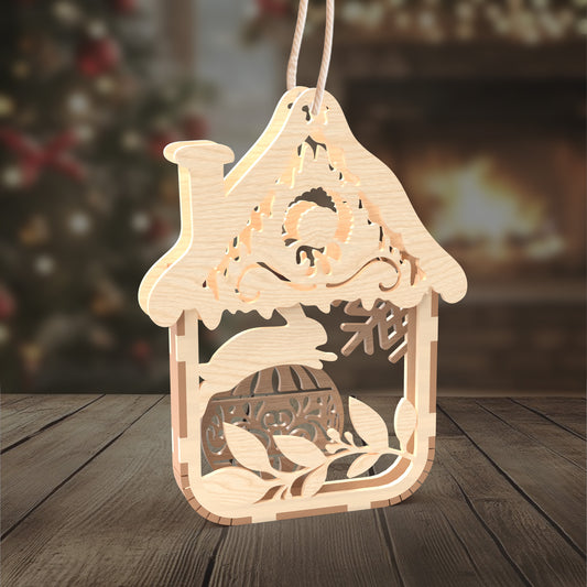 Christmas House Ornament SVG Bundle | Layered Holiday House Ornament Files | Winter Cottage & Christmas Scene Laser Cut Decorations for Glowforge