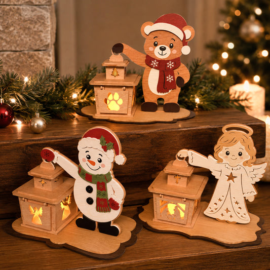 Christmas Character Lantern Laser Cut Bundle, 6 Santa Snowman Reindeer Penguin Angel Bear Designs