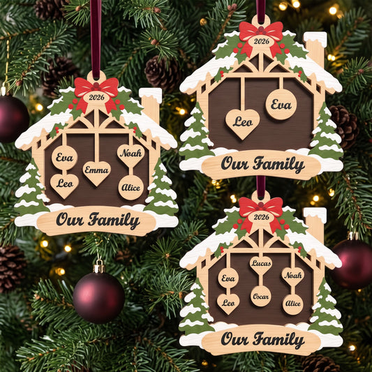 Personalized Family Name Christmas Ornament Laser Cut File, Wooden Stocking Family Tree Decor, Custom Holiday Gift, Digital Download (Copy)