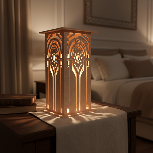Gothic Lantern SVG | Cathedral Window Laser Cut Lantern File | Medieval LED Lamp SVG | Elegant Wooden Night Light for Glowforge, xTool & CNC