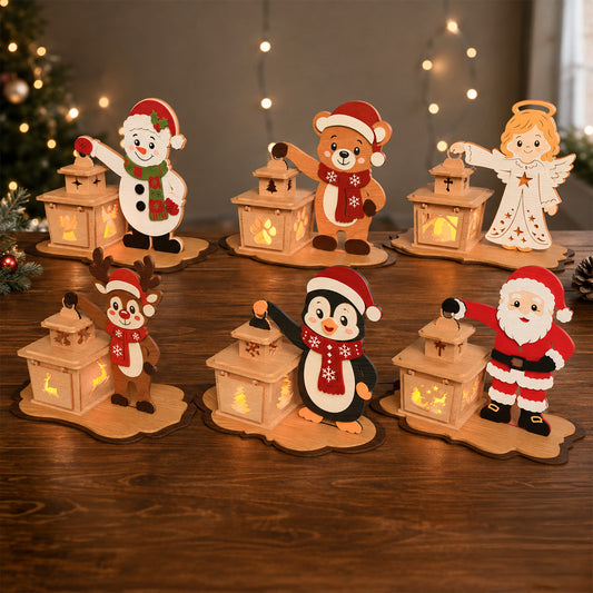 Christmas Character Lantern Laser Cut Bundle, 6 Santa Snowman Reindeer Penguin Angel Bear Designs
