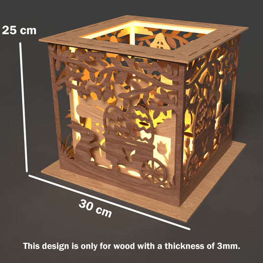 Easter Lantern SVG Bundle | Layered Wooden Light Box Lantern Set | Bunny, Eggs & Spring Laser Cut Files for Glowforge, xTool & CNC