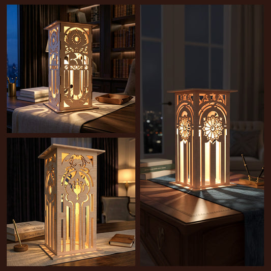 Gothic Lantern SVG | Cathedral Window Laser Cut Lantern File | Medieval LED Lamp SVG | Elegant Wooden Night Light for Glowforge, xTool & CNC (Copy)