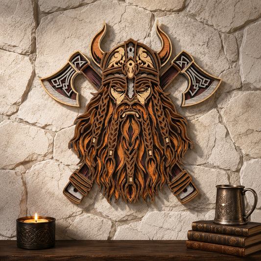 SVG DXF File Multilayer Viking Odin Laser Cut 3D Norse Mythology Design for Glowforge Wall Art | CUTSVG.COM