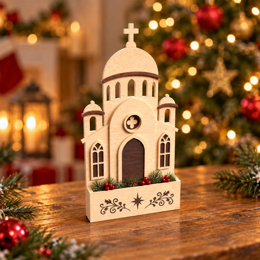 Christmas Church Decor Bundle Laser Cut File, 3 Wooden Church Designs, Christian Holiday Table Decor, Religious Christmas Digital Download