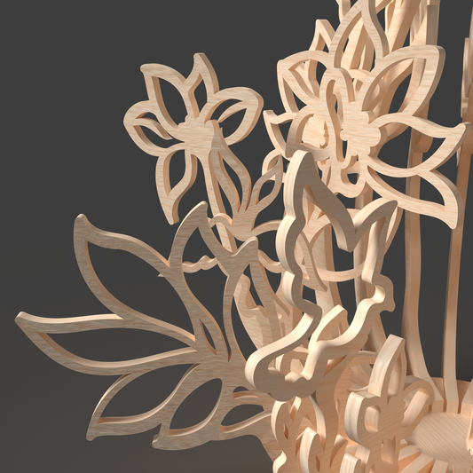 Flame Wooden Lamp SVG | 3D Layered Fire Lantern Laser Cut File | Decorative Table Light for Glowforge, xTool & CNC