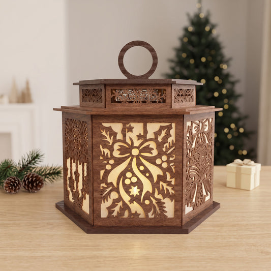 3D Multilayer Christmas Reindeer Lantern SVG DXF Holiday Festive Light Box Laser Cut Files Compatible with All Machines