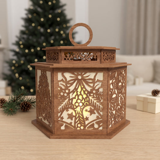 3D Multilayer Christmas Bells Lantern SVG DXF Holiday Festive Light Box Laser Cut Files Compatible with All Machines