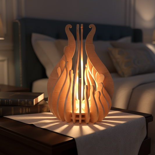 Flame Wooden Lamp SVG | 3D Layered Fire Lantern Laser Cut File | Decorative Table Light for Glowforge, xTool & CNC