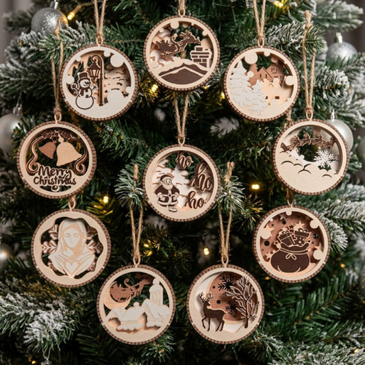 Christmas Ornament SVG Bundle | Layered Christmas Baubles SVG | Nativity Santa Reindeer Ornament Laser Cut Files | Wooden Christmas Decorations SVG | Glowforge xTool CNC SVG