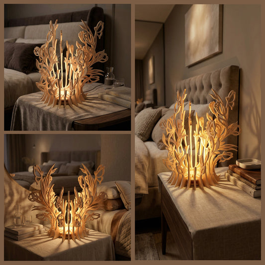 Floral Wooden Lamp SVG | 3D Layered Flower Lantern Laser Cut File | Decorative Table Light for Glowforge, xTool & CNC