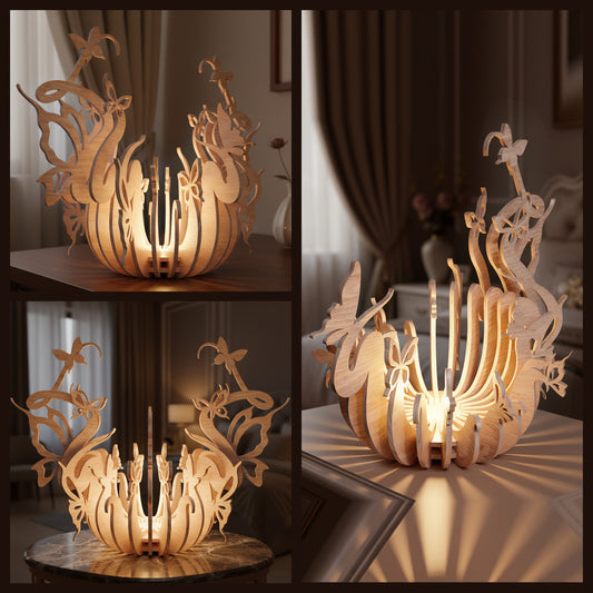 Butterfly Bowl Laser Cut File SVG | Decorative Floral Basket Wooden Centerpiece | Glowforge CNC Digital Download