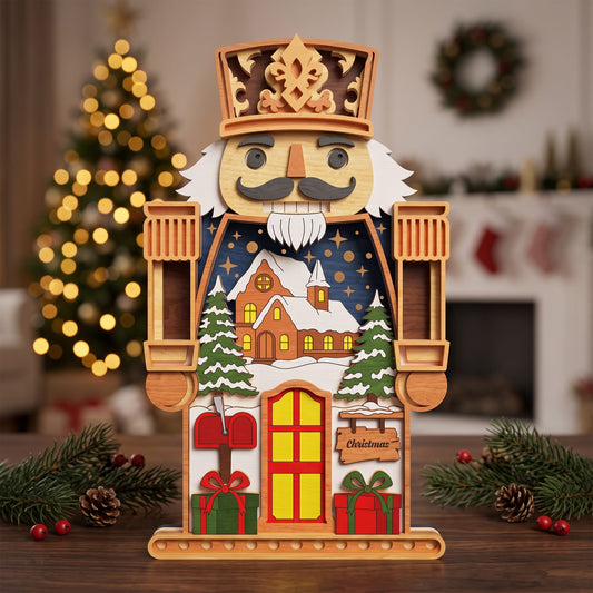 Nutcracker Christmas Laser Cut Design, 6 Layer Wooden Holiday Decor, Christmas Soldier Tabletop Sign, Digital Download