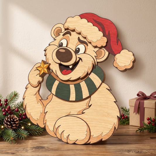 Christmas Animal Laser Cut Bundle, 6 Multilayer Wooden Designs, Giraffe Highland Cow Reindeer Penguin, Digital Download