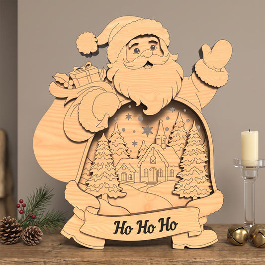 Santa Christmas multilayer laser cut file, 6 layer wooden holiday decor, winter village tabletop sign, Christmas digital download