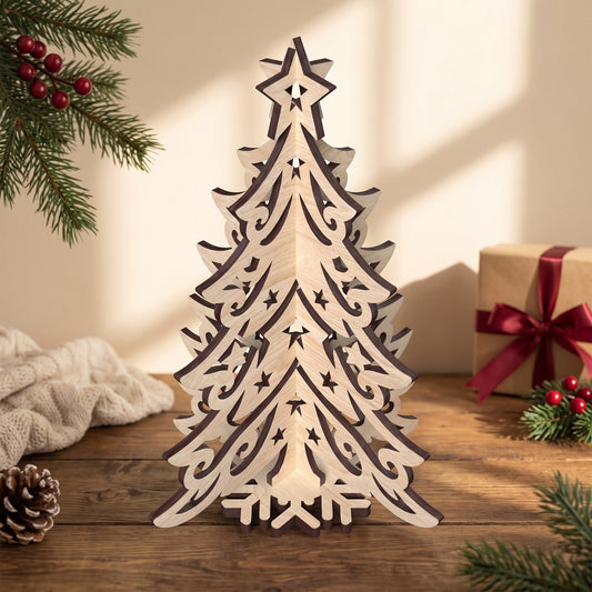 3D Christmas Tree Laser Cut Bundle of 9, Wooden Tabletop Tree Decor, Holiday Centerpiece, Christmas Digital Download
