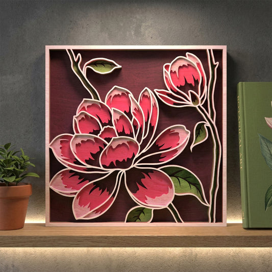 Multilayer Magnolia Flower Wall Art 3D Floral Frame Vector Design File Compatible with All Laser Cutting Machines and CNC RoutersDESCRIPTION