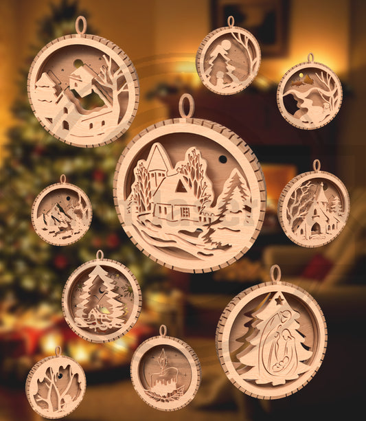 Mega Christmas Ornament SVG Bundle | 100 Layered Christmas Ornament Designs | Laser Cut Holiday Decoration Files for Glowforge, xTool & LightBurn