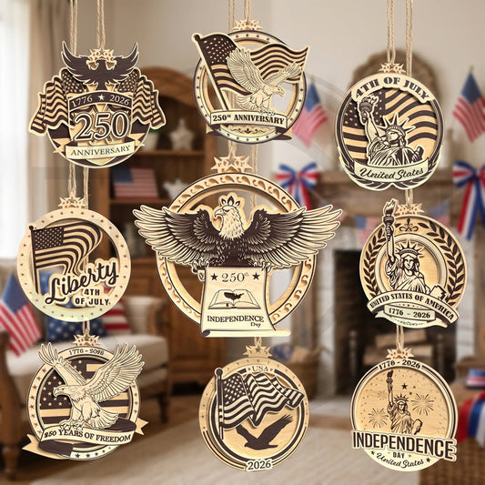 America 250 Ornament SVG Bundle | Patriotic 1776–2026 Laser Cut Files | US Semiquincentennial Eagle, Flag & Liberty Decor for Glowforge, xTool & CNC