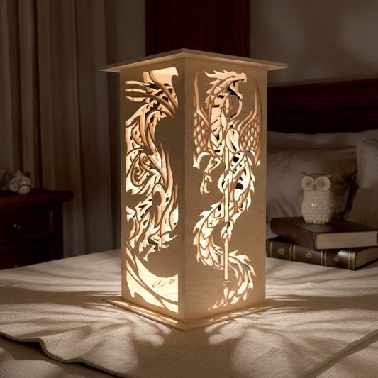 Dragon Lantern SVG | Fantasy Dragon Laser Cut Lantern | Medieval Dragon Night Light SVG | Wooden LED Lantern for Glowforge, xTool & CNC