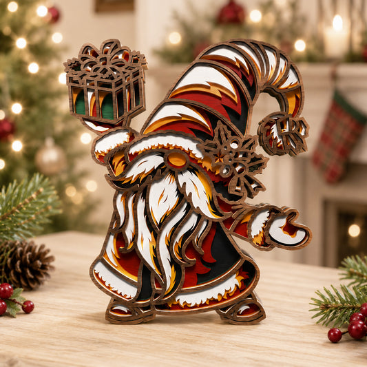 3D Multilayer Christmas Santa Claus Gnome Tabletop Plaque SVG DXF Holiday Ornament Laser Cut Files Compatible with All Machines