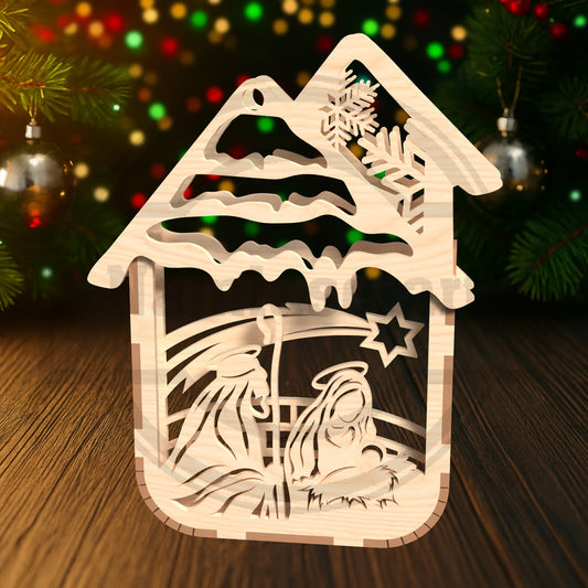 Nativity Christmas Ornament SVG Bundle | Layered Religious Holiday House Ornaments | Laser Cut Christmas Decoration Files for Glowforge & xTool
