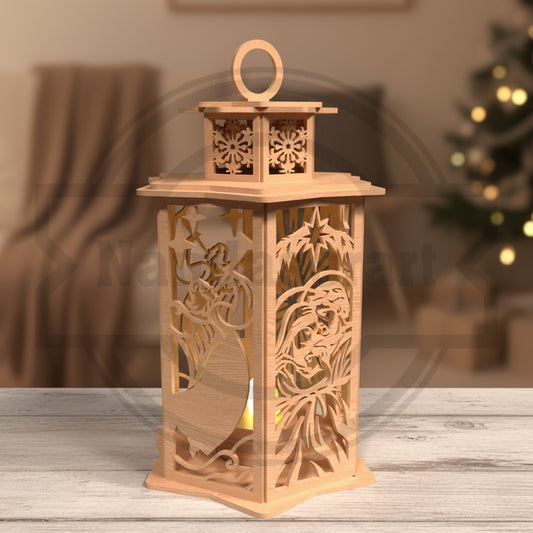 Christmas Lantern SVG Bundle | Layered Wooden Holiday Lantern Designs | Laser Cut Christmas Candle Lantern Files for Glowforge, xTool & LightBurn