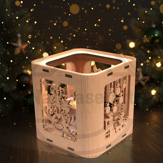 Christmas Lantern SVG Bundle | Layered Holiday Candle Holder Laser Cut Files | Festive Christmas Lantern Set for Glowforge, xTool, LightBurn & CNC