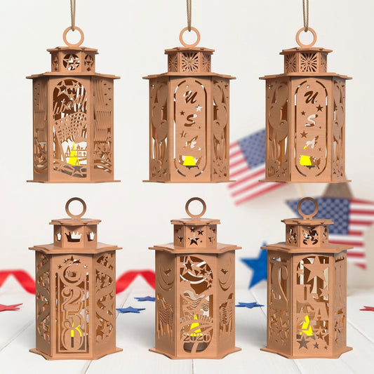 USA Patriotic Lantern SVG Bundle | America 250 Anniversary Laser Cut Lantern Files | Fourth of July Wooden Lantern SVG