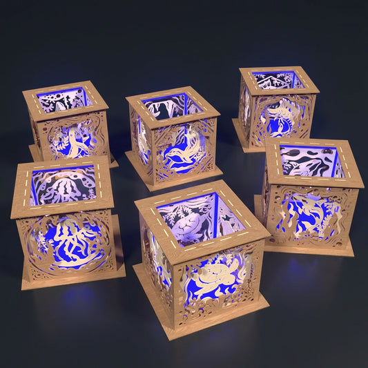 Ocean Lantern SVG Bundle | Mermaid & Sea Creature Layered Light Box Lantern Set | Wooden Laser Cut Lantern Files for Glowforge, xTool & CNC