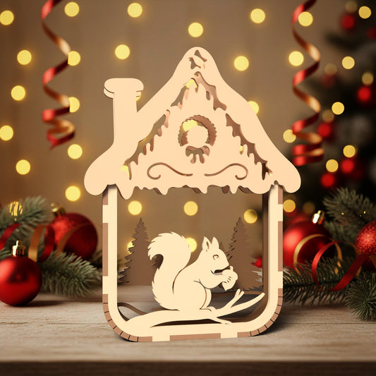 Christmas Ornament SVG Bundle | Layered Winter Animal Ornament Files | Laser Cut Deer, Wolf, Fox & Angel Christmas Decorations for Glowforge