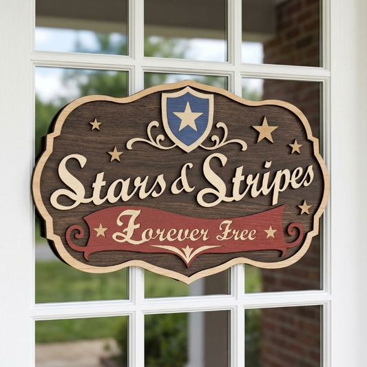 Stars & Stripes Forever Free Laser Cut File SVG DXF | Patriotic America 250 Wood Sign | Glowforge LightBurn Digital Download