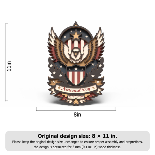Patriotic Eagle Door Hanger SVG | USA National Day Layered Laser Cut File | American Eagle Wall Decor | 1776–2026 Wooden Sign for Glowforge CNC